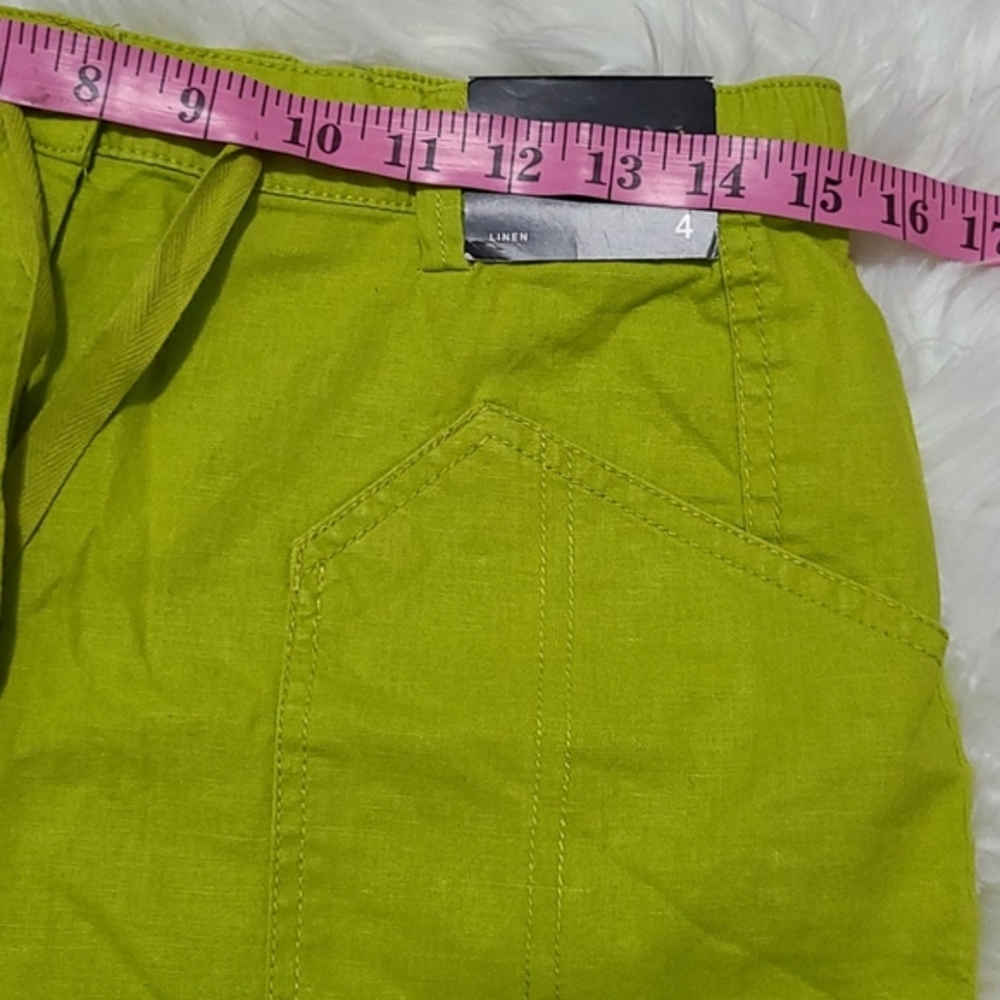 NEW YORK & COMPANY Women's shorts Sits Just below Waist Neon green Linen Size 4 - Picture 5 of 12